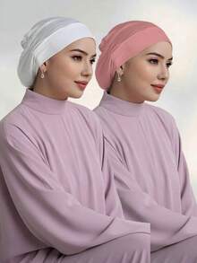 1 pieza/2 piezas/3 piezas/Set Gorro interior modesto de unicolor y transpirable, pañuelo musulmán, para todo el año, playa, vacaciones - Multicolor - Ver 3
