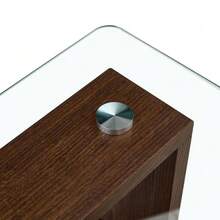 Modern Coffee Table With Storage, Tempered Glass Top And Walnut Legs, 65 X 41 X 45.5 Cm, Contemporary Living Room Table Ideal For Home Office, Apartments And Small Spaces. - View 7