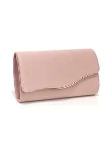 Túi quà tặng màu hồng cho mùa lễ hội, ví cầm tay nhỏ kiểu phong bì, túi xách thời trang cổ điển, túi dự tiệc buổi tối với dây đeo vai bằng kim loại sáng bóng. - Hồng - Xem 5