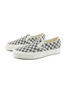 Vans男鞋女鞋Authentic VR3笑臉開口笑棋盤格印花一腳蹬帆布鞋休閒鞋VN0007NCKIG - 黑與白 - 查看 2