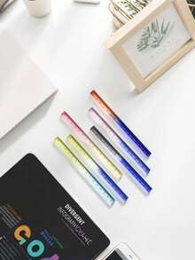 1pc Gradient Square Ruler, Transparent Multicolor Protractor, Regla, Suitable For Geometry, Drawing, Office, And Study - Smooth Surface, Precise Measuring Tool, Escuela, Geometric Drawing Tool, Rich Design, Transparent Reglas Material. - A - View 1