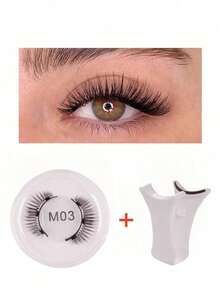 9 Pairs Transparent Band False Eyelashes, Cat Eye Style Short Soft 3D Mink Lashes, Natural Makeup Look (F36) - Black - View 13