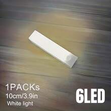 14 LED/6 LED Lámpara recargable con inducción magnética y succión para gabinete, armario, dormitorio, escalera, caravana, iluminación ambiental con detección de movimiento humano, conveniente, de material plástico duradero y diseño de moda - Blanco - Ver 11