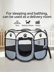 1个可折叠宠物猫/狗防抓透气帐篷笼，宠物屋 - 灰色 - 查看 1