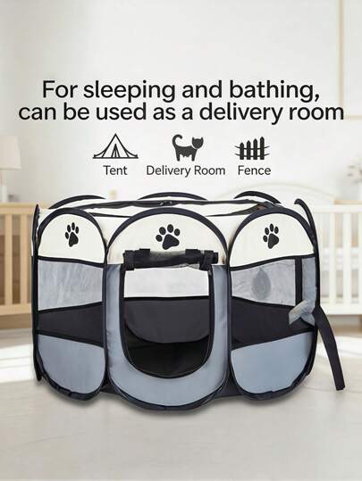 1pc Foldable Pet Cat/Dog Anti-Scratch Breathable Tent Cage, Pet House