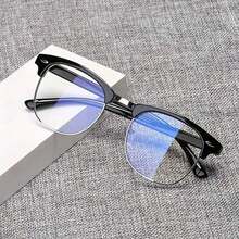 Anti-Blue Light Eyeglasses – Thin Metal Frame Anti-Glare Clear Lenses,  Retro Computer Glasses Unisex, Ultra Light Metal Frame Suitable For Office Phones Tablets Laptops – Gaming Study Daily Wear, Sleek Streamlined Design, Fashion Sturdy Eyewear, Workplace Accessories, Reinforced Hinges, Ideal For Digital Screen Users - 黑色 - 查看 3
