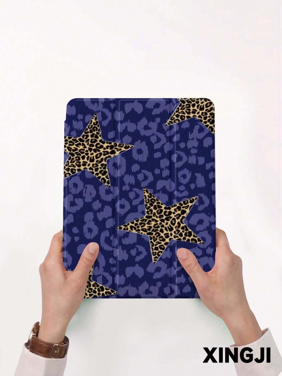 1 chiếc ốp lưng bảo vệ phẳng họa tiết da báo và ngôi sao màu xanh hải quân thời trang, tương thích với iPad 10.2" thế hệ thứ 10/ (A16) 11" thế hệ thứ 11 2025, Pro 11" 2021/2020, Galaxy Tab A8 10.5" 2022, Matepad 10.4/Tab, tích hợp khe cắm bút cảm ứng, chống rơi, giá đỡ máy tính bảng, tự động tắt/mở màn hình, món quà tuyệt vời cho gia đình và bạn bè. - Nhiều màu - Xem 1