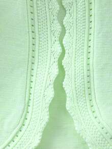 Cardigan Rajut Warna Polos Elegan Bermotif Bunga Renda Berongga untuk Anak Perempuan, Cocok untuk Semua Musim atau Hadiah Idul Adha - Mint Green - View 4