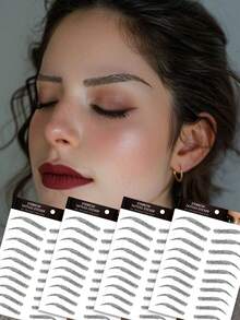 (4 Sheets) Realistic Eyebrow Tattoo Stickers, Waterproof Long-Lasting Faux Tattoo Stickers, Personalized Sexy Temporary Tattoos - Black - View 7