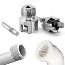 Llave de tubo 4 en 1, herramienta de roscado de tubo 4 en 1, herramienta de corte de rosca de tubo de doble función, adecuada para roscado interno y externo de tubo de PVC/plástico, herramientas de corte de rosca para roscas internas y externas de tubo; Machos NPT de 1/2" y 3/4" de doble extremo; Herramientas de reroscado adecuadas para varios diámetros de tubos; Diseñado para usar con taladro eléctrico para completar rápidamente proyectos de plomería DIY (Tamaños: 1/2" + 3/4") - Portátil - Ver 2