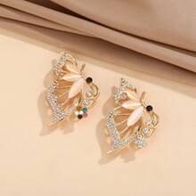 1pc Fashionable Rhinestone Butterfly Brooch, Luxury Vintage Unique Lapel Pin Decoration For Suit - Multicolor - View 3