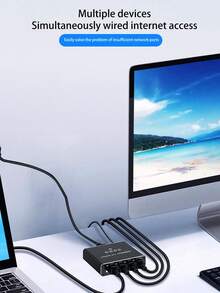 New Gigabit 2/3/4 Port PoE Ethernet Switch - Reliable Network Extender With USB Power Supply, Fast Adapter, 1000Mbps High-Speed Cat5/5e/6/7/8 Ethernet Cable, Supports 2-Device Network Cable Splitter, Broadband Network Port For Computer, Laptop, Router, Set-Top Box, Campus Network - View 5