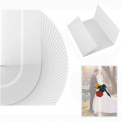 Bộ 10/50 thiệp mời kích thước 5x7 inch kèm bao đựng trong suốt, giấy 115gsm, phong bì trong suốt đã gấp sẵn, thích hợp cho đám cưới, sinh nhật, tiệc cô dâu và nhiều dịp khác.