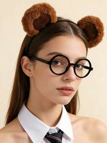 1/2/4 pezzi Set Fascia per capelli con orecchie di orso marrone alla moda, design minimalista con orecchie mobili per ragazze, cornice nera semplice, adatta per vacanze, feste, outfit, regali, Fascia per capelli, Estate, Viaggio - Multicolore - Visualizzare 2