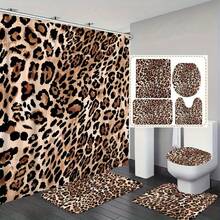 1pc/3pcs/4pcs Visual Vortex Leopard Print Bathroom Shower Curtain - Multicolor - View 2