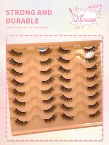 ENCHUW 16对半眼假睫毛，自然纤细猫眼假睫毛，蓬松柔软眼尾加长假睫毛，仿貂毛假睫毛 - 黑色 - 查看 5