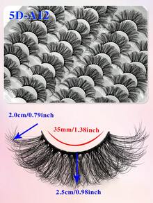 ENCHUW 20 Pairs Super Soft 3D Faux Mink Eyelashes, Natural Thick False Lashes, Dramatic Curly Eyelash Extension - Black - View 2