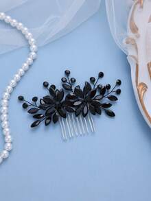 1 pièce Peigne à cheveux élégant en cristal pour femme, accessoire à cheveux avec strass, coiffure de mariée romantique, décoration de princesse pour fête, été, plage - Multicolore - Voir 14