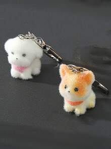 1 pièce Porte-clés mignon en résine à poils courts, porte-clés de petit animal de dessin animé. Accessoire de pendentif pour sac. Cadeau pour mère, père, remise de diplôme et enseignant - Multicolore - Voir 1