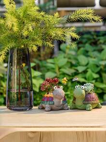 1pc Turtle Shaped Outdoor Garden Decor - Handmade Resin Planter, Mini Succulent Planter, Turtle Decor & Gift For Her, Small Succulent Planter, Suitable For Outdoor Water Garden, Perfect Gift For Outdoor Enthusiasts - Multiple Styles - View 7