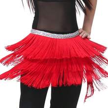 1 Pc Women's Sexy Three-Tier Fringe Belly Skirt With Glitter Sequins Belt, Adjustable Waist Chain Hip Scarf Wrap Skirt, Carnival And Rave Dance Performance Costume. , Bohemian And Retro Style, Suitable For Festivals, Parties, Nightclubs, Beach Wear And Exotic Clothing Decoration. - Multicolor - View 9