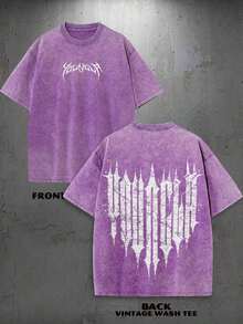 Summer Tops1 Pcs1PC Y2K Vintage Washed T-Shirt |   Men's YLA Graphic Tee |   Gym Graphic Tee |   Gifts For Men Or Boyfriend |   100% Cotton |   230Gsm Thickened Fabric |   Unisex230g 100% Cotton - Purple - View 12