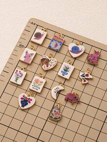 1pc Elegant Fashion Cartoon Animal Series Pig, Goose, Snail, Horse, Kitten DIY Delicate Pendant, 18K Gold Stainless Steel Material, DIY Jewelry Accessory, Necklace Accessory, Bracelet Accessory, Earring Accessory, Keychain Accessory, Bag Accessory, Charming Women Jewelry Accessory, Wallet Accessory, Small Pendant, Gift - Multicolor - View 4