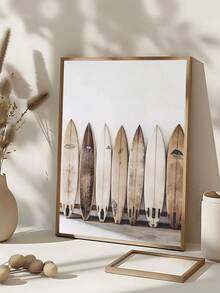 1pc Surfboard Wall Art, Modern Minimalist Beach Ocean Coastal Decor, Surf Wall Art, Festival Gift,Suitable For Bedroom,Living Room,Kitchen,Wall Arts,Wall Decor,Home Decor,Room Decor, Canvas Wall Art, Posters, Wall Art With Frame, Optional Frame ﻿ ﻿ - B - View 2