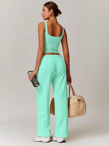 MASKERT Women's Camisole, Activewear Top, High Elasticity Workout Tank Top, Comfortable For Everyday Wear And Commute Summer Sports - Mint Green - View 8