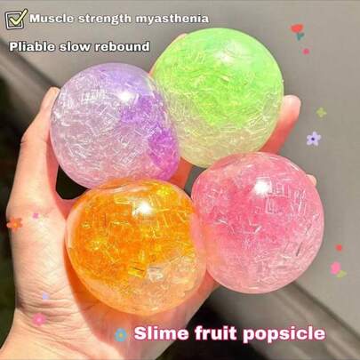 1pc Handmade Sugar Ball Stress Ball, Colorful Crystal Anti-Stress Ball, Muscle Strength Training, Slow Rebound Squeeze Toy, Slime Fruit Ice Cream Stress Relief Toy, Perfect Gift For Birthday, Holiday, Christmas, Easter