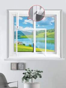 White,Zipper. Various Size, Self-Adhesive Mosquito Net Window Screen Netting No DrillingNeeded Invisible Anti-Mosquito Window Curtains Mosquito Nets For Windows, Anti-Mosquito Window Screens, Tulle, In Summer Washable Flies - White Side Zipper - View 5