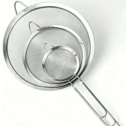 1/3 件装不锈钢细网筛带手柄 - 厨房筛子