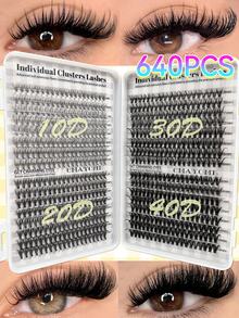 640/624/60 Cluster False Eyelashes, Personal Eyelash Book, High Capacity False Eyelashes, 9-16mm Mixed Length Eyelash Set, Beginner DIY Home Eyelash Extension Kit, Eyelash Cluster, Personal False Eyelashes, Suitable For Daily Commute, Dates, Music Festivals, Enlarges Eyes - D - View 10