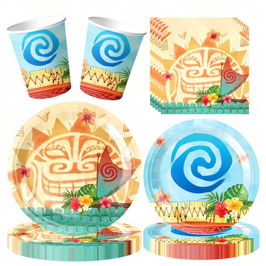 10个装夏威夷风情一次性纸托盘，提基派对用品，热带夏威夷托盘，夏季海滩服务托盘，热带阿罗哈生日派对用品装饰，夏季派对，生日派对，节日派对用品 - 彩色 - 查看 1