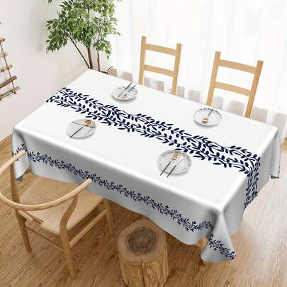 1pc Leaf Pattern Tablecloth, Reusable And Washable Tablecloth, Suitable For Party Decor, Kitchen Decor, Outdoor Decor