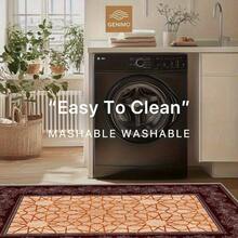 Large Moroccan Style Rug - Deep Red And Gold Beige Burgundy Rug, Suitable For Use As A Floor Mat, Featuring Intricate Medallions And Ornate Borders, Available In Large Sizes, Suitable For Living Rooms, Bedrooms, And Offices - Luxurious Home Decor, Warm Brown, Beige, And Red Tones, Modern Living Room Rug, Vintage Rug, Hallway Rug, Round Floor Mat, Bedroom Rug, Large Living Room Rug, Large Carpet, Bohemian Style Living Room Rug, Large Living Room Rug - 1PC - Xem 6