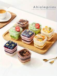 1/10/20 Peças Copos de Mousse Quadrados Transparentes, Caixas de Doces, Adequados para Sobremesas de Aniversário, Casamento, Festa de Feriado, Frutas, Pudim, Gelatina, Sorvete, Recipientes de Cozimento, Suprimentos para Festa, Buffet de Eventos, Recipientes Quadrados, Louça Moderna, Copos Leves, Recipientes para Bolo - Multicolorido - Visão 9