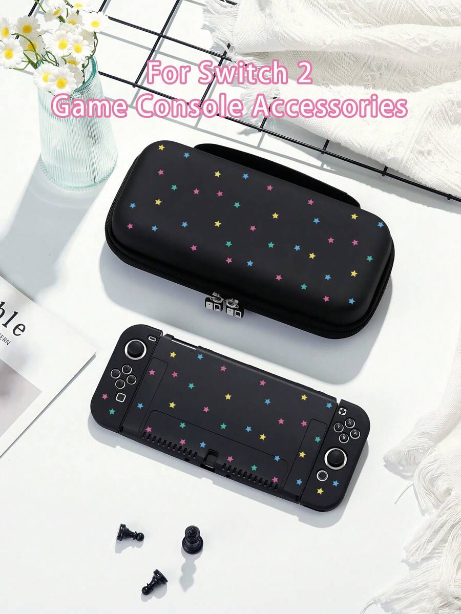 1个极简彩色星形图案保护壳，适用于Switch OLED/Switch NS，Switch主机配件，Switch玩家的最佳礼物 - 彩色 - 查看 1
