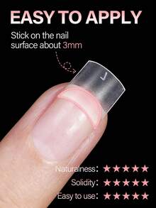 AILLSA 240 móng giả acrylic vuông siêu ngắn, 10 kích cỡ, móng giả acrylic mờ, thích hợp cho các tiệm nail và tự làm móng nghệ thuật hoặc dụng cụ làm móng. - Trong sáng - Xem 5