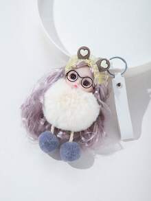 1个仿毛皮粉色娃娃吊坠，PVC材质钥匙扣挂件，适用于钥匙、背包、车钥匙 - 彩色 - 查看 9