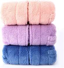 Albornoz de franela de forro polar suave y liso con capucha para niños y niñas - Morado - Ver 3