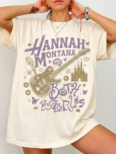 Hannah Montana 20th Anniversary Shirt, Hannah Montana Tee, The Best Of Both World Tee, Hannah Montana Fan .Camiseta informal de moda con estampado creativo para mujer, de manga corta y cuello redondo, para primavera y verano T-Shirt Women Festive Celebration Shirt Party Wear Top