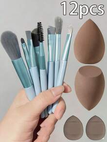 12pcs Makeup Brush Set, Includes Makeup Sponge, Foundation Brush, Eyeshadow Brush, Eyebrow Brush, Powder Brush, Blush Brush, Concealer Brush, Highlighter Brush, Suitable For Daily Facial Makeup - Multicolor - View 10