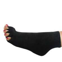 Women Toe Separator Socks Toeless Foot Alignment Socks For Yoga GYM Massage Pain Relief Improves Circulation Stretchy - Black - View 6