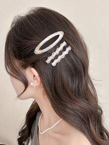 3 chiếc kẹp tóc BB hình oval thanh lịch kiểu Pháp, kẹp tóc liền khối lượn sóng, kẹp tóc dễ thương cho bé gái, phù hợp cho sử dụng hàng ngày và các dịp lễ, quà tặng ngày lễ cho phái nữ. - Nhiều màu - Xem 3