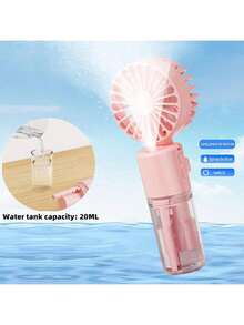 AIRPROSSING Ventilador de niebla de mano, ventilador de cuello portátil multifuncional de mini niebla, ventilador de escritorio de 800mAh, 4 velocidades ajustables, adecuado para damas, hogar, oficina, viaje - Soporte de Mano - Ver 8