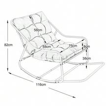 Outdoor Rocking Chair, Comfortable, Soft And Thick Cushion For Living Room, Bedroom, Reading Room, Black Frame With Grey Cushion - 深灰色 - 查看 5