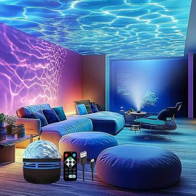 Remote Control Water Wave LED Projector Light, Bedroom Night Light Projector, Star Sky Projector, Adult Room Decor, Home Theater, Gift Decor, Camping, Wedding Decor, Stunning Projection Gift, Holiday Party, Home Decor