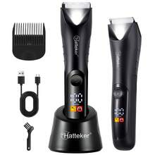 Hatteker 1pc 5W LCD Display Painless Hair Removal Device, Waterproof Shaver For Men's Body Hair Trimmer - Black - View 10
