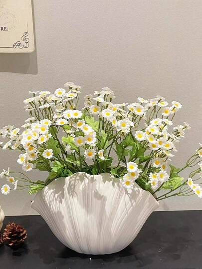 Shell Shaped Plastic Vase, Modern Home Decor, Unique Rustic Style Flower Vase, Aesthetic Bedroom Decor, Centerpiece Tabletop Decoration, Wedding Decoration